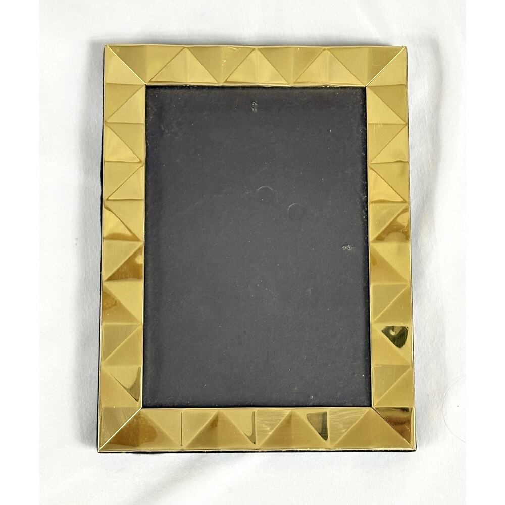 Pair Brass Picture Photo Frames 5x7 Loui Michel Cie Elysees Gold Tone Geometric - Picture 4 of 5